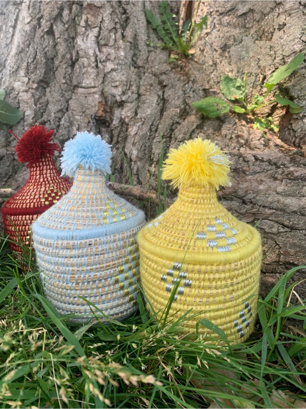NEW Handwoven blue Decorative Storage Basket with Lid - Picture 4 of 8